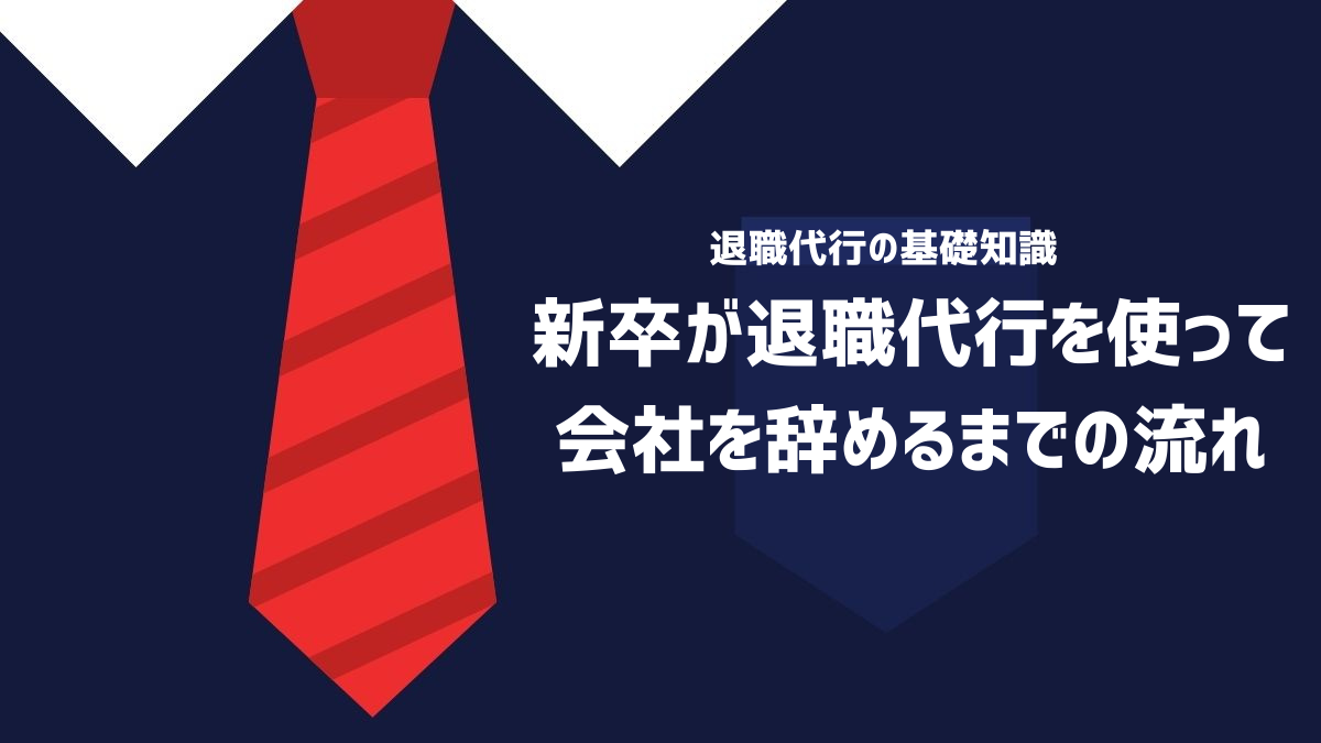 新卒が退職代行を使って会社を辞めるまでの流れを説明するイメージ画像