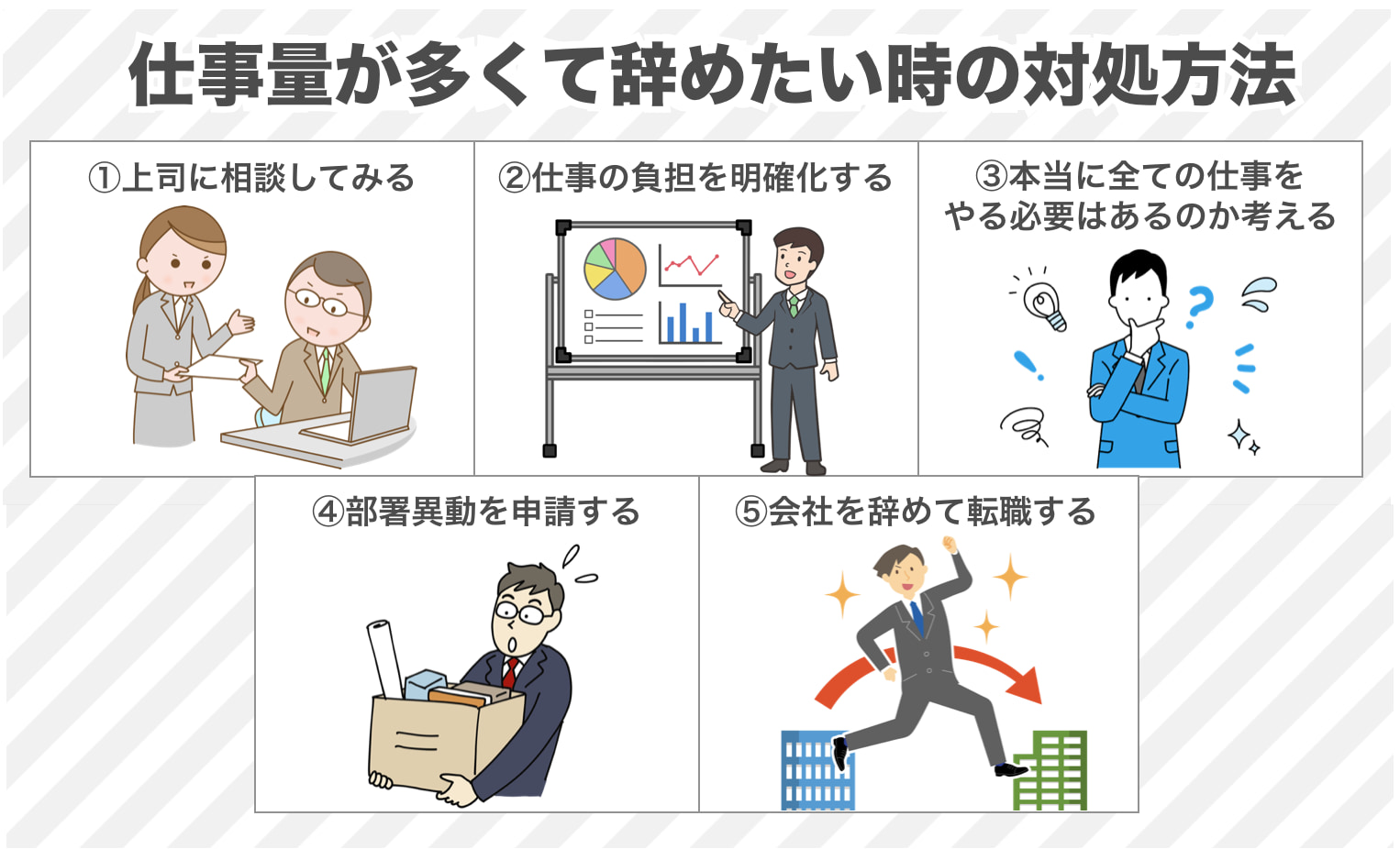 自分だけ仕事量が多くて辞めたいと感じた時の対処方法