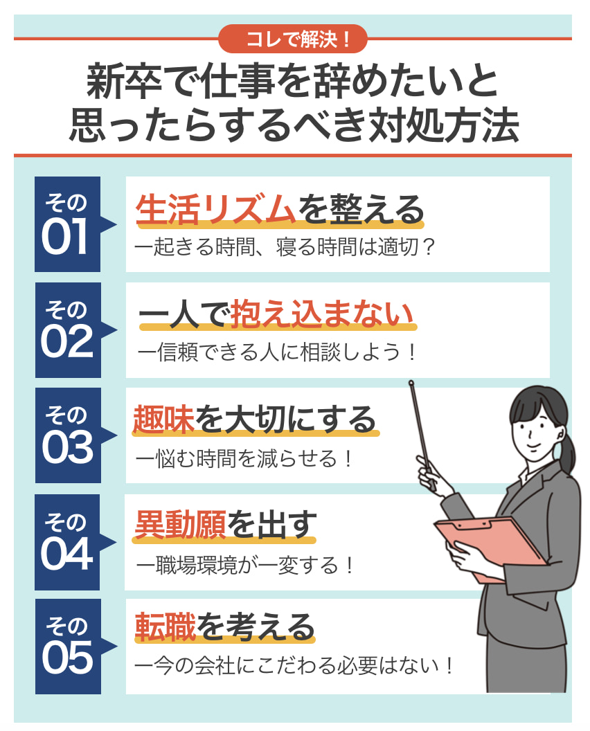 新卒で仕事を辞めたいと思ったらするべき対処方法紹介