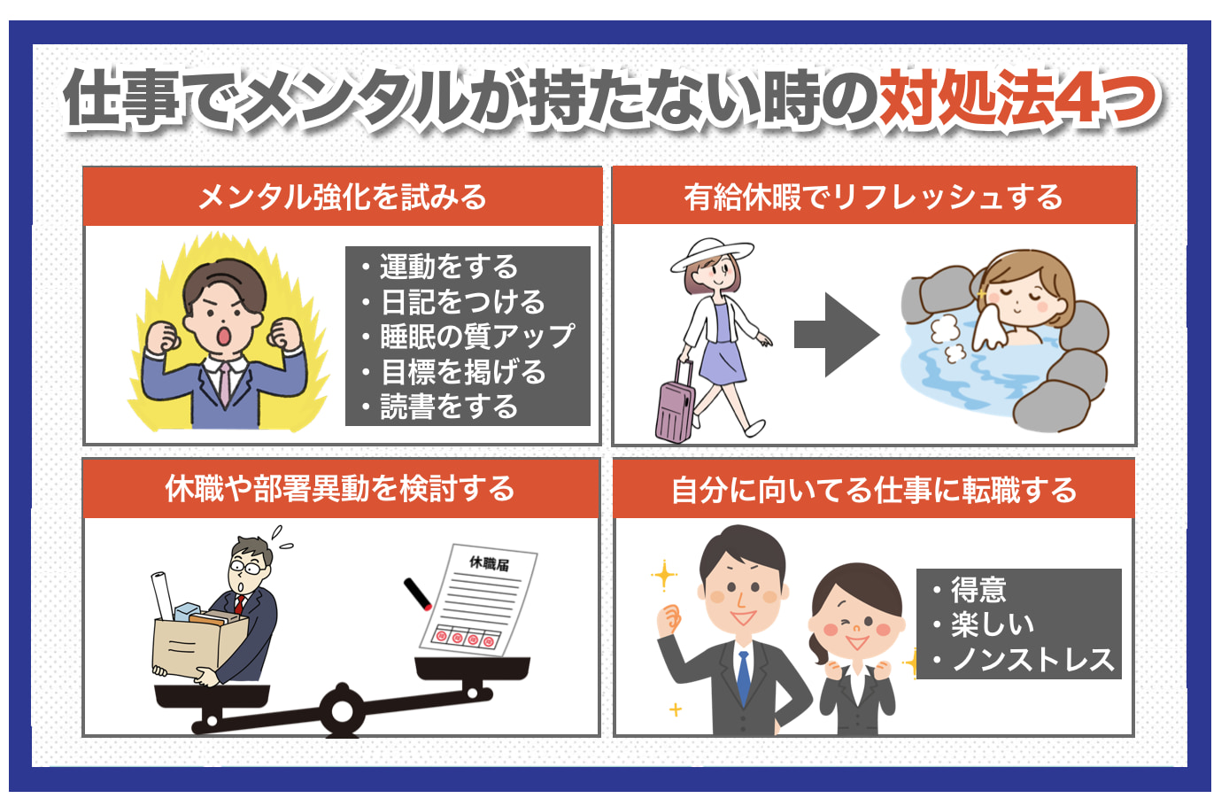 仕事でメンタルが持たない時の対処法4つ