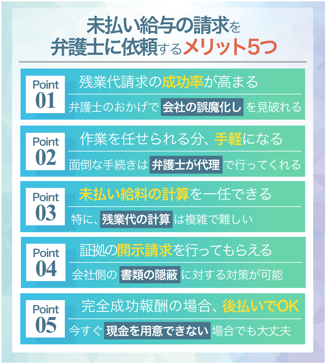 未払い給与の請求を弁護士に依頼するメリット