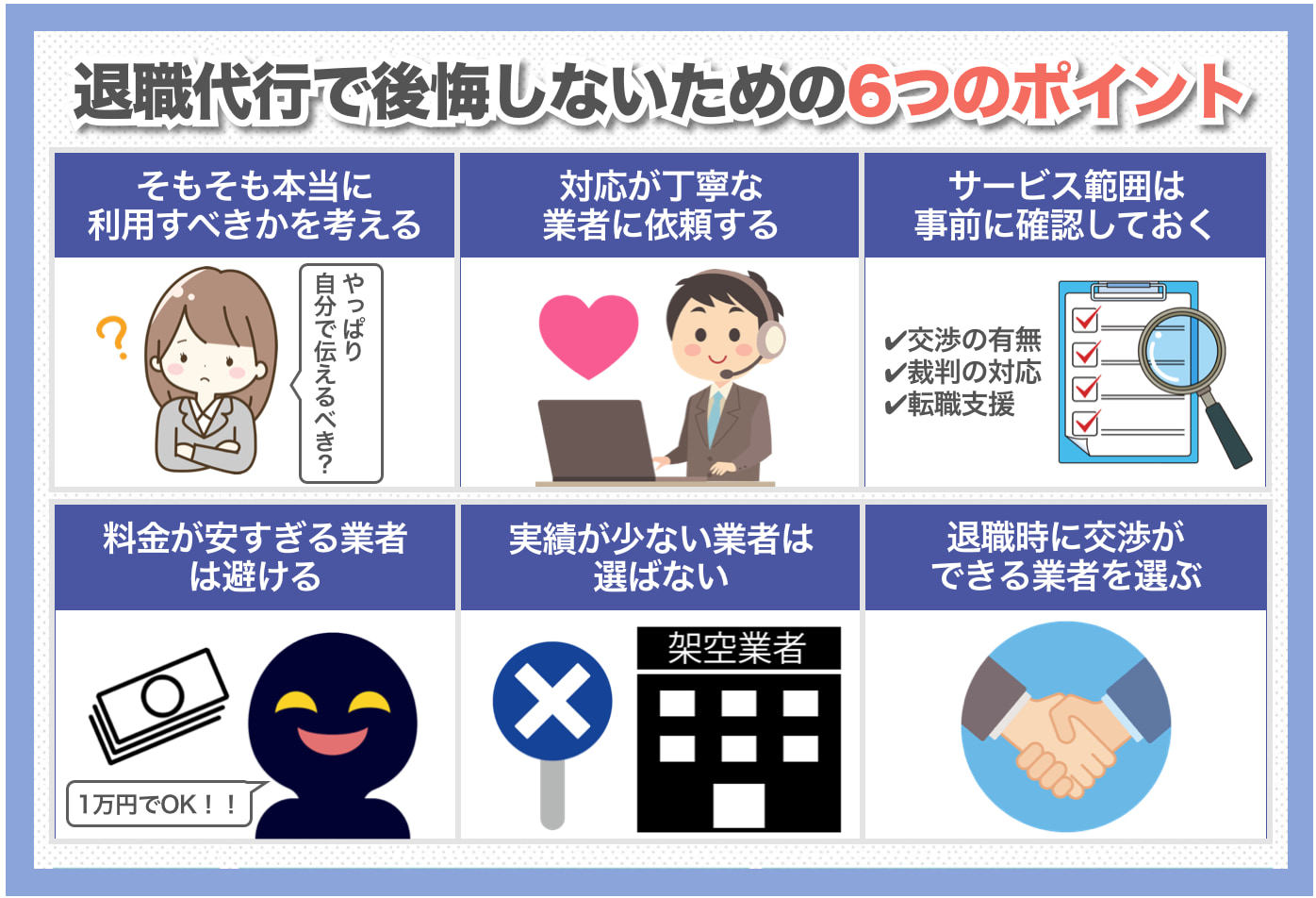 退職代行で後悔しないためのポイント・注意点
