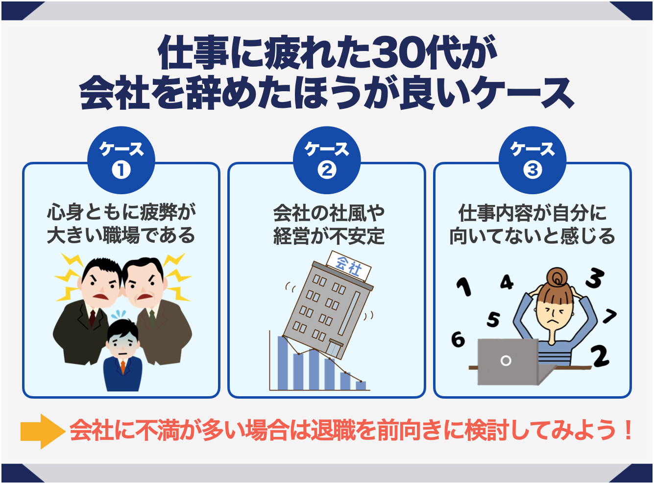 仕事に疲れた30代が会社を辞めたほうが良いケース